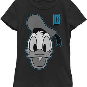 DISNEY Donald Duck Face T-Shirt Black Medium 7/8 NEW Girls Short Sleeve Tee